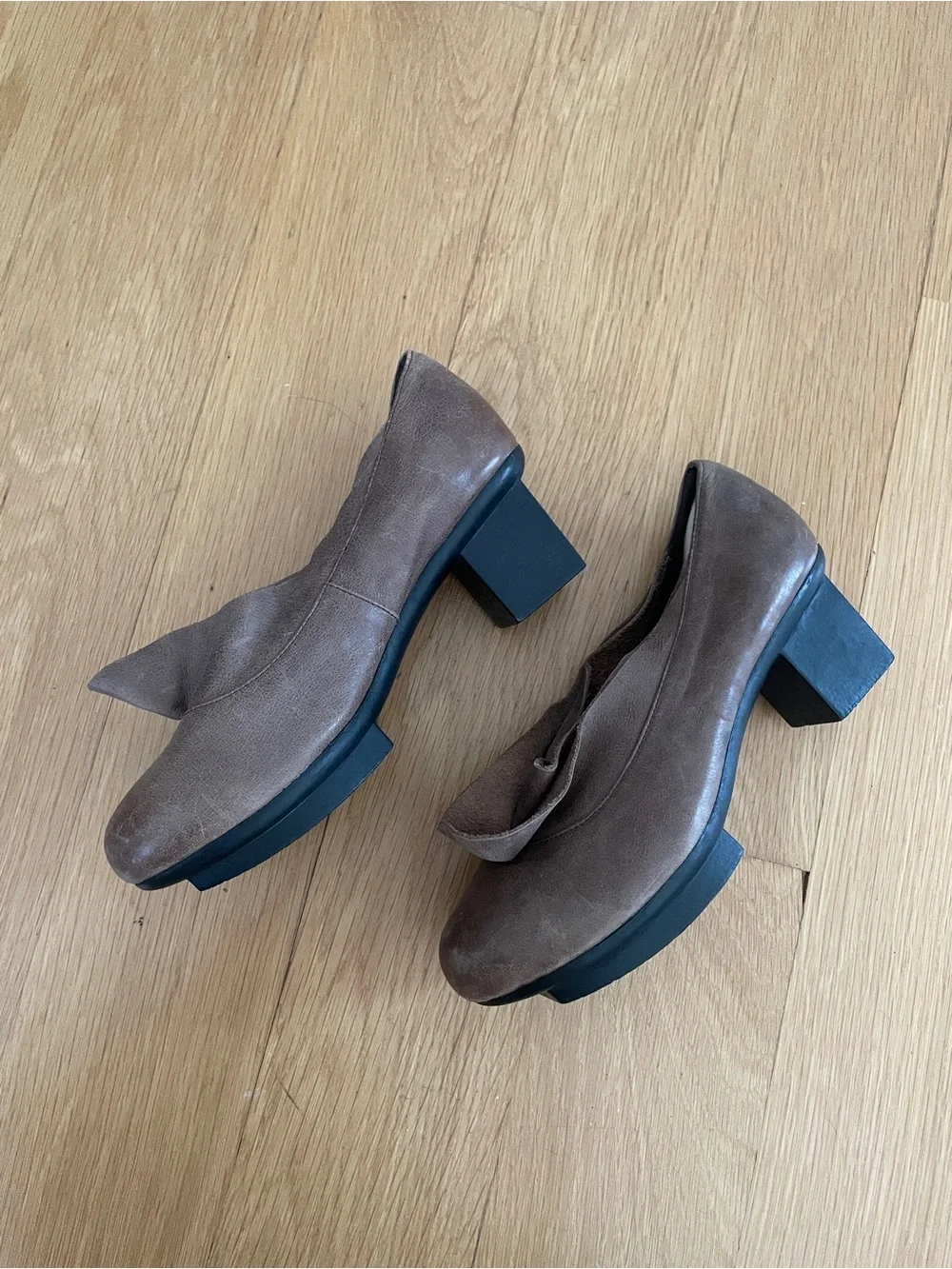 Bumper Taupe Suede Sculpted Block Heel Pumps